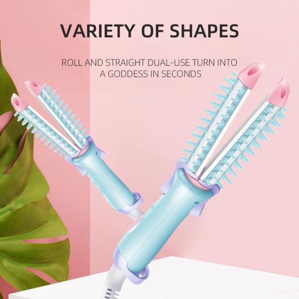 Encrespador de cabelo cerâmico ultraleve e Straightener, 20W Frizzproof 3 em 1 escova de cabelo