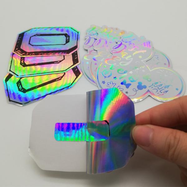 Waterproof Oil-Proof Vinyl Holographic Foil Laser Die Cut Label Custom Company Logo Stickers