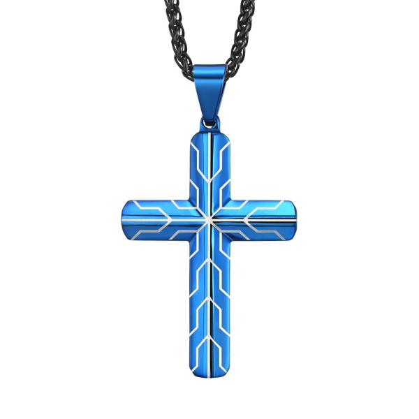 En acier inoxydable Hommes Femmes Croix Collier Prière du Seigneur Pendentif 2 couleurs disponibles