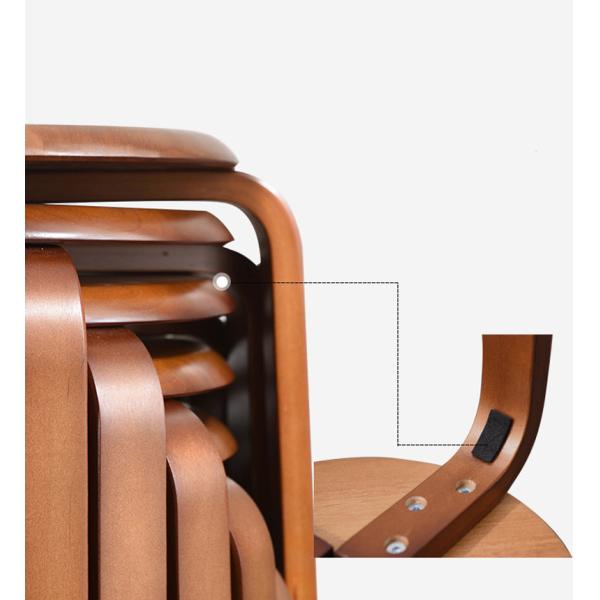 OEM Service Accepted Fashion Simple Stool Modern Household Small Round Solid Wood Stackable Chairs Wood Stool Curved Wood Stool
