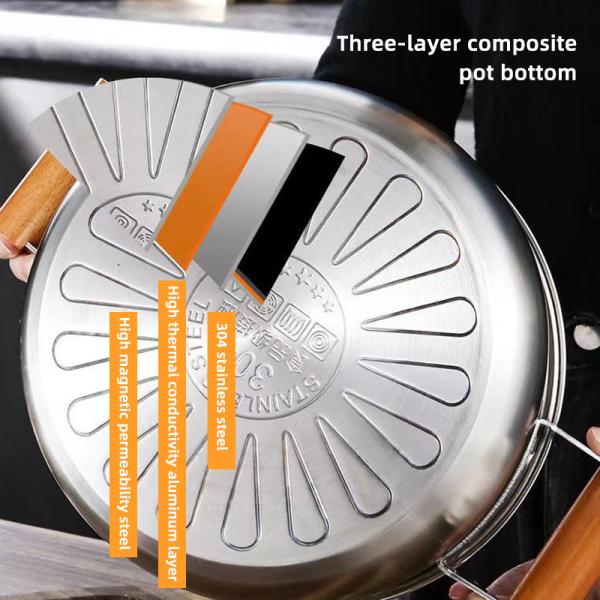 Factory Two Layer Cook Food Steamer Pot 18/8 Stainless Steel Steamer Pot With Wooden Handle