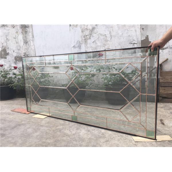 Custom Wooden Door Glass , Theft Proof Bevel Translucent Glass Panels