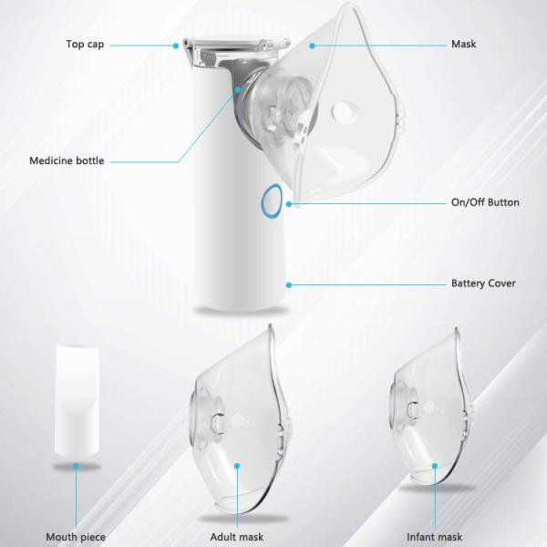 Household Medical Mesh Nebulizer Machine For Kids 0.5um White ABS Nebulizador Portable Handheld Home CareMesh Nebulizer