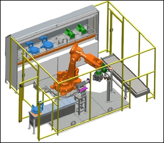 Automatic Grinding Robotic ABB Arm Deburring Brass Bathroom Fittings Polishing System Machine