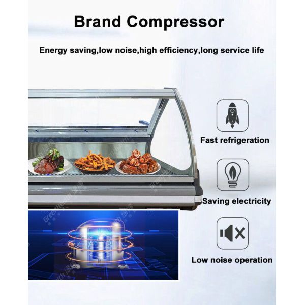 Supermarket Front Lifting Built-in Compressor Refrigerated Storage Cabinet Deli Showcase with LED Light