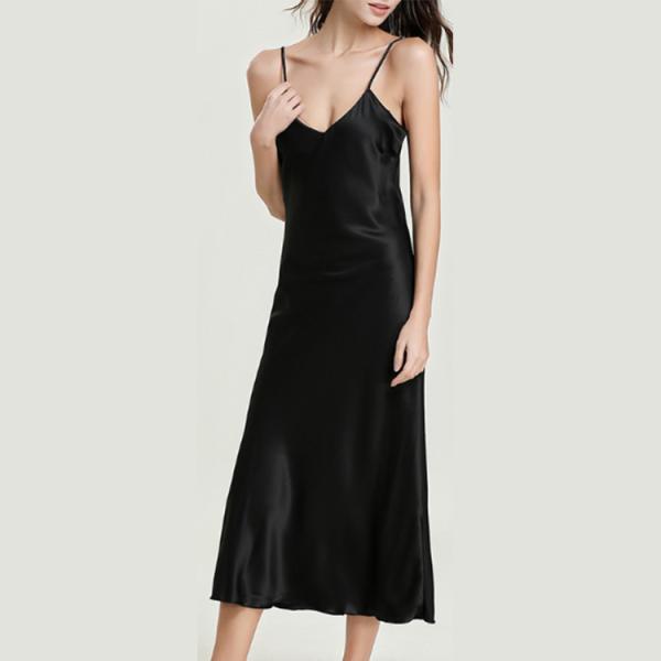 Шелковое платье женское спальное платье твердого узора Шелковое ночное платье европейского размера