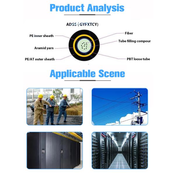 ADSS Outdoor Optical Cable Single Mode MDPE Optical Cable 24 Core Optical Cable Fiber Optic Cable
