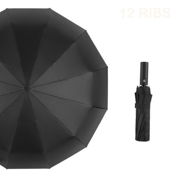 12 Ribs 3 Folding UV Automatic Umbrella BSCI Travel Umbrella Black Pongee Waterproof
