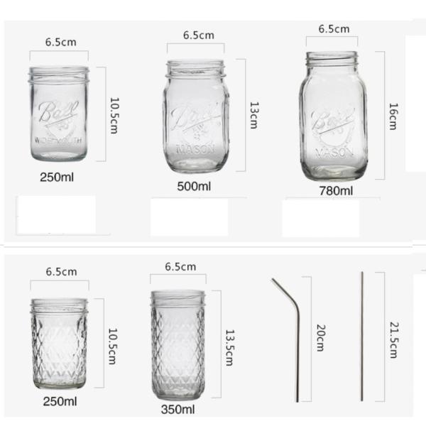 Wide Mouth Glass Storage Jars 500ml/17oz For Canning / Storage / Display