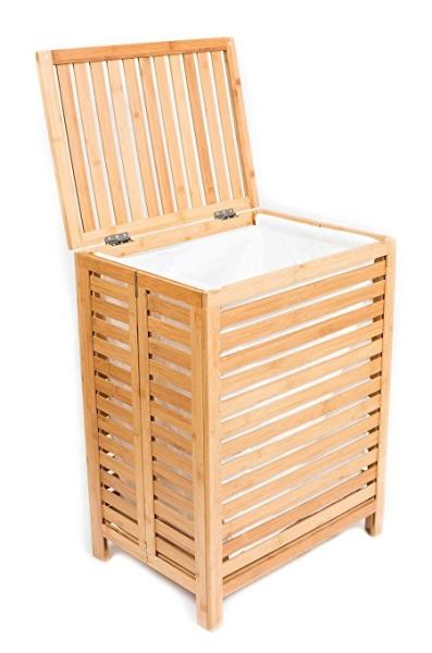 Durable Bamboo Home Furniture Wood Double Laundry Hamper Clothing Organizer