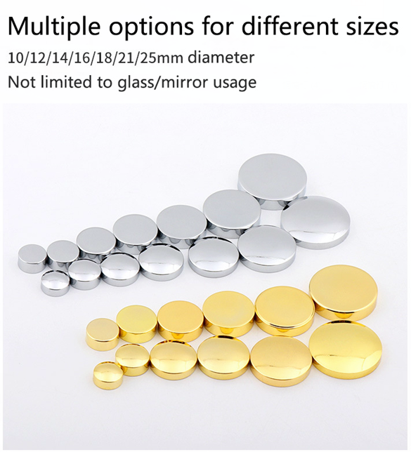 Sliver Copper Mirror Furniture Fixing Screws Cap Decorative 10mm-30mm Diameter