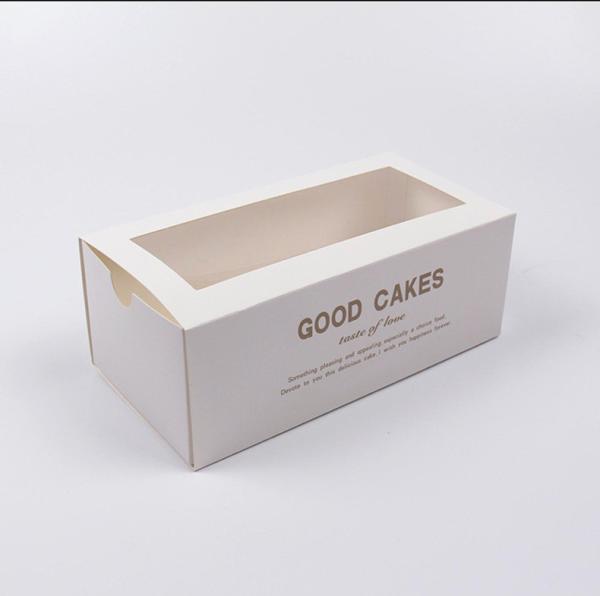 Cake Tart Cardboard Food Packaging Box 17.6x8.5x6.6cm Small White Cardboard Boxes