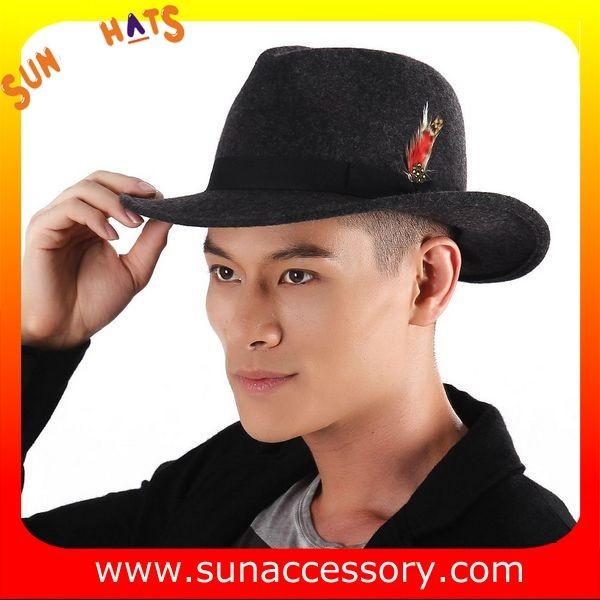 0070371 Sun Accessory customized  winter wool felt fashion style fedora  hats  ,men hats and caps wholesaling