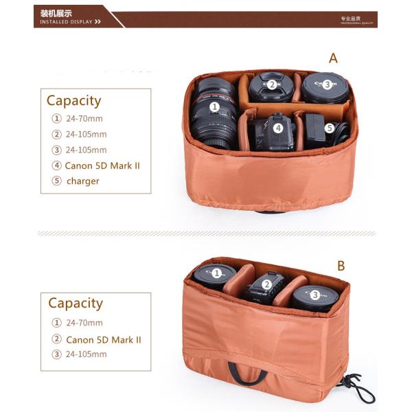 Customized Designs Camera Partition Insert Bag for Eco-friendly Lens Organization