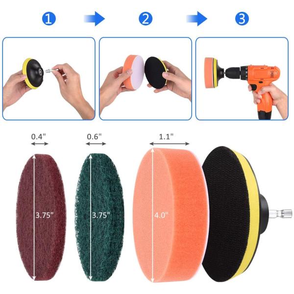 Приложение щетки чистки сверла скруббера установило чистку сверла чистит щеткой с расширяет длинное приложение