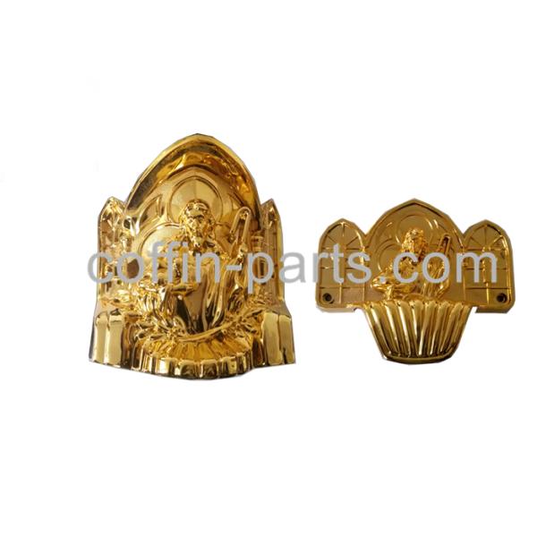 Gold Coffin Corner Christ A# PP Materials , Funeral Accessories Suppliers