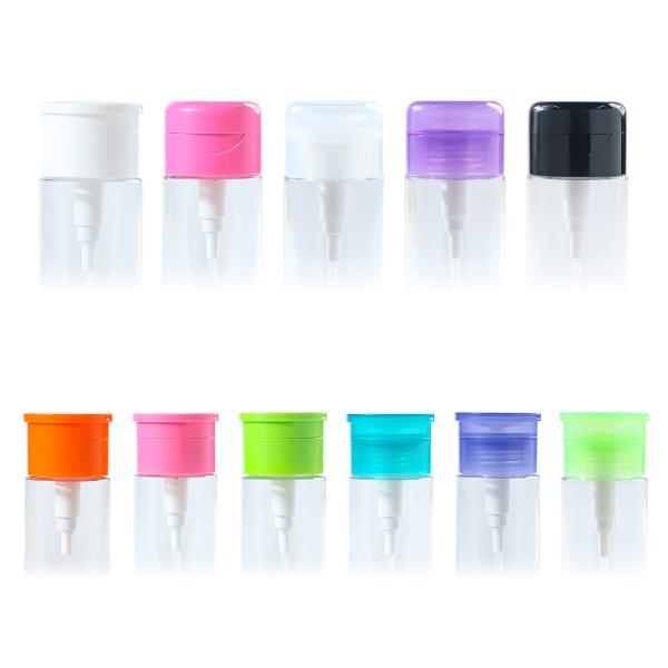 Botella abatible transparente y personalizable para desmaquillante