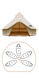 Outdoor Camping Retro Tent, Luxury Glamping Tent Waterproof Canvas Tents for Family Camping Outdoor Hunting Party