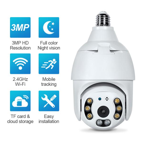 360 Degree HD Surveillance PTZ Security Wifi Cctv Network Camera for Smart Light Bulb