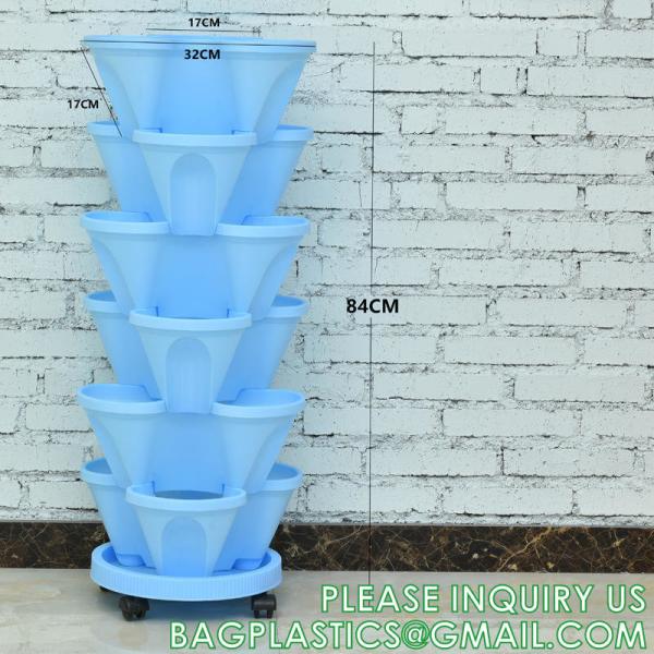 Stackable Planter, Vertical Garden Planter, Strawberry Planter, Indoor/Outdoor, 5 Tier Garden Tower, Herb Plant