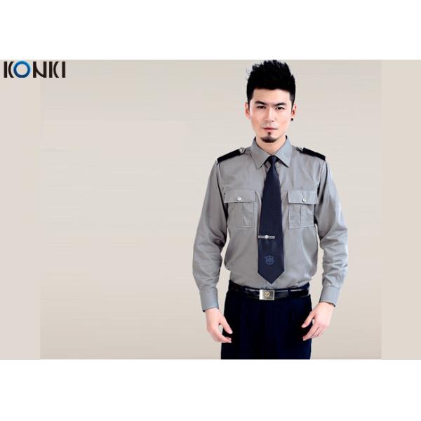 Cotton Grey Security Guard Uniform With Long Sleeve Work Shirts