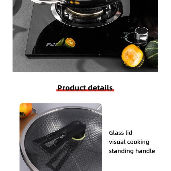 Hot Selling Kitchen 32cm Induction Wok Pan SUS 304 Stainless Steel Honeycomb Non-stick Frying Pan