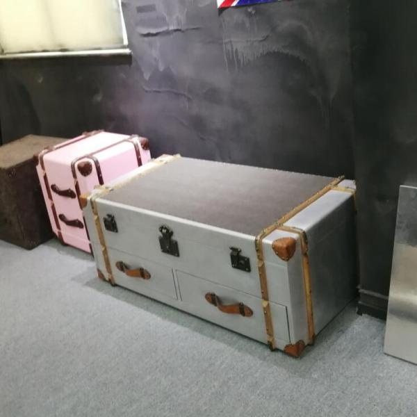 spitfire coffee table in aluminium riveted vintage aviation handwork living room trunk center table with storage drawers