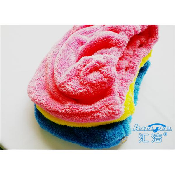 Yellow / Red Microfibre Hair Turban Towel Wrap Super Absorbent , Quick Dry Towel