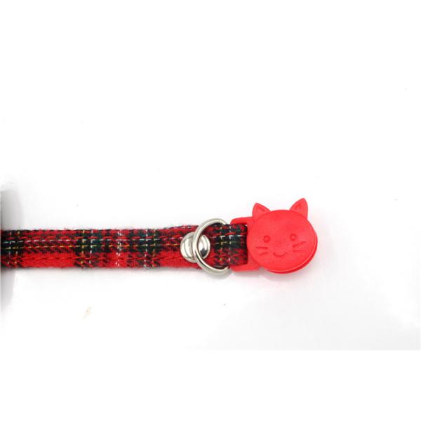 Scottish Tartan Bowtie Cat Collar Safety Buckle With Bell Cotton Width Adjust 13-22cm
