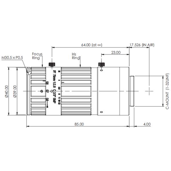 Угол 7.8degree FOV объектива фотоаппарата объектива 75mm фокусного расстояния F2.8~F32 WD 600mm-∞ одиночный