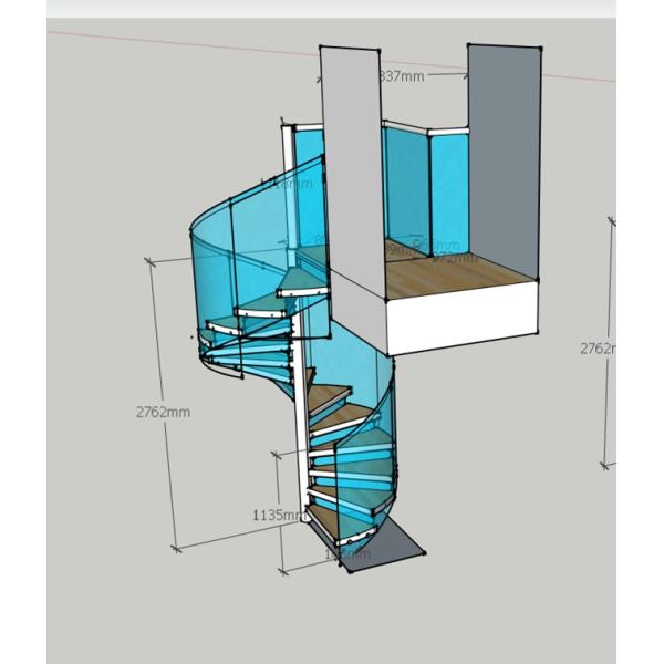 Spiral Staircase VH06S  Spiral Stainless Steel Stair Tread Beech Curved Glass Handrail 304 Stainless Steel