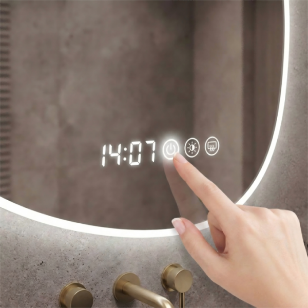 Modern Droplet-Shaped LED Bathroom Mirror with Touch Control - Anti-Fog| Illuminated | Clock,for Hotel & Home