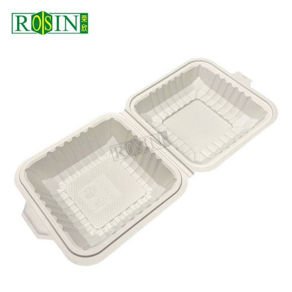 Biodegradable Cornstarch Takeaway Clamshell Boxes Disposable Eco Friendly Food Containers for Lunches and Snacks