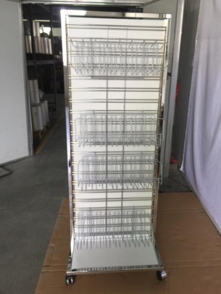 Commercial Double Sided Display Rack Adjustable Display Rack With Casters Chrome Finish