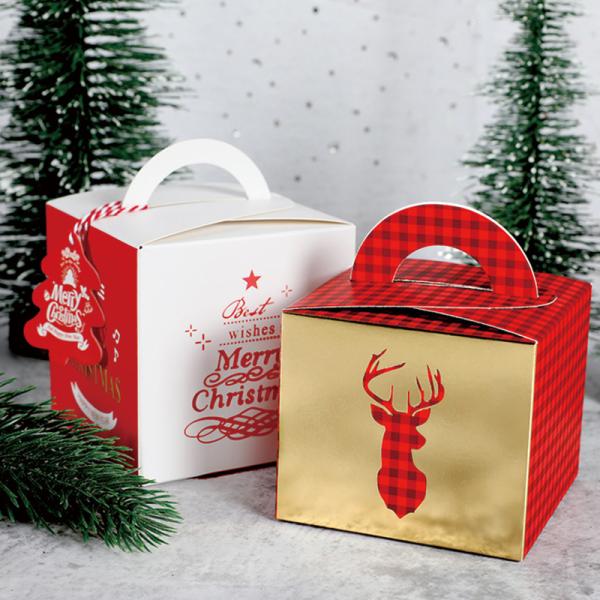 O OEM imprimiu o punho de empacotamento de empacotamento de Eve Gift Paper Box With do Natal do saco da dobra de Apple da caixa do fruto de Apple do Natal