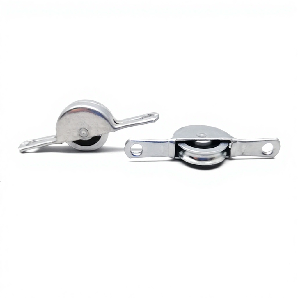 Galvanized Anti-Rust Flat Sliding Roller Pulley For Wardrobe & Cabinet Sliding
