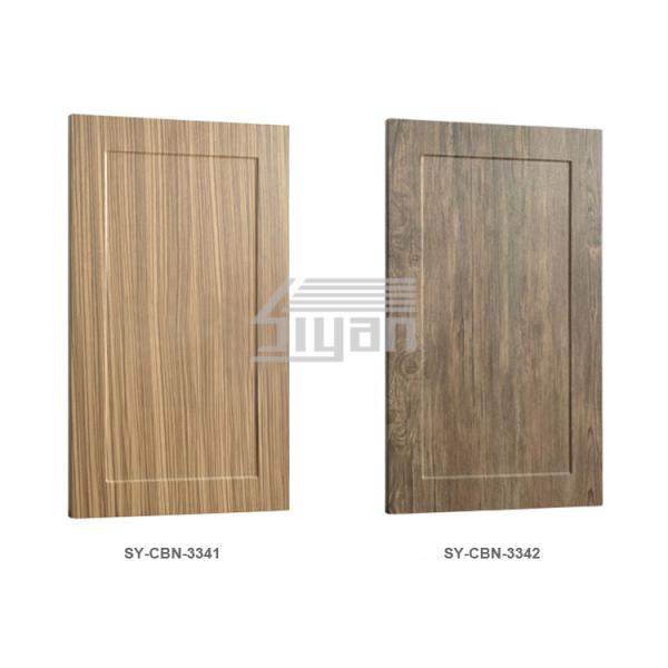 Pvc Film Laminated Bathroom Vanity Replacement Doors 338 * 668mm Wood Grain