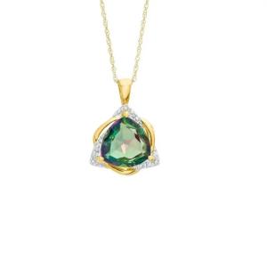 Mode 10MM trillion de collier à chaînes savoureux de couleur multi de pierre de Topaz Pendant Necklace CZ de mystique de coupe