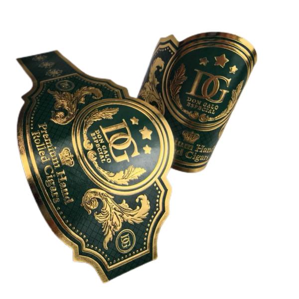 High Quality Custom Cigar Ring Label Sticker Waterproof  OEM Vinyl UV Printed Cigar Ring Private Branding Cigar Label Sticker