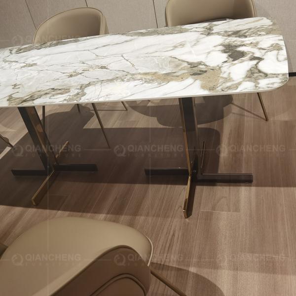 Основание нержавеющей стали белого 180x90x75cm роскошного мраморного обеденного стола золотое