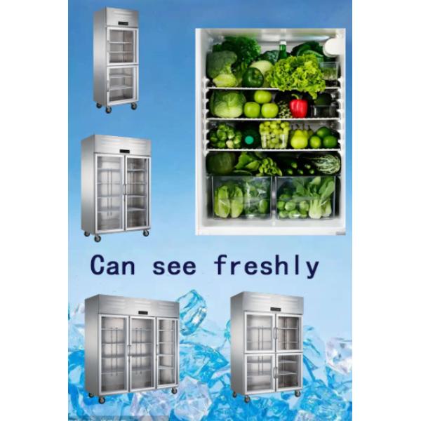Glass Door Commercial Display Refrigerator 6 Door Refrigerator Freezer Adjustable
