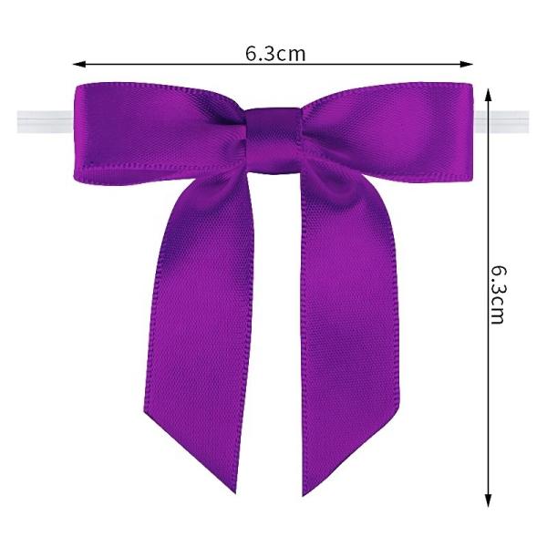 Gift Decoration Satin Ribbon Bow with Twist Tie Elastic Loop Printed All Occasion