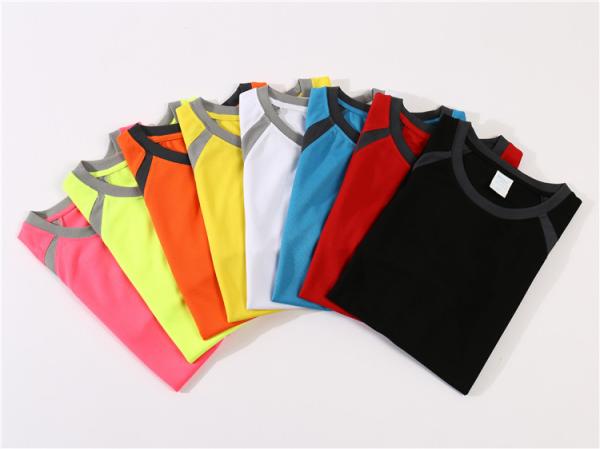 dos homens de secagem rápidos do t-shirt da luva da camisa inferior do pescoço do círculo da cor sólida 160g o verão curto