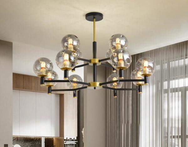 Lampes à pendentif en verre multi-tête E27 4000K 6000K Globe de verre suspendu Lampes à pendentif moderne