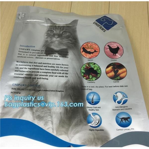 slider zipper flat bottom pet food bag , 5kg large quad seal pouch , plastic dog food packaging, slider Zip lockk big pet