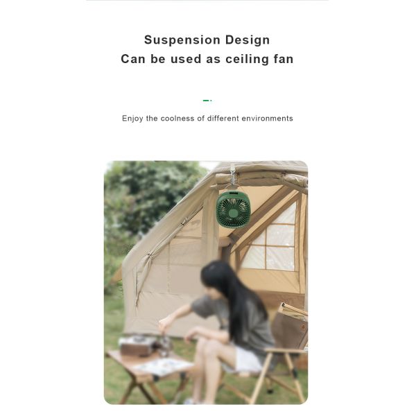 Rechargeable 2000mAh Battery Portable Desk Fan With Hook High Speed Humidify Function