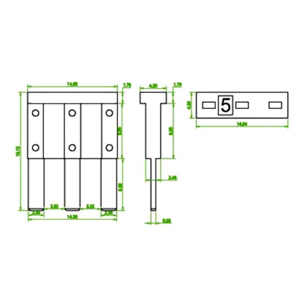 Микро- автомобильное лезвие Micro3 сплавляет DC 15.3mm 30A 32V с 3 штырями