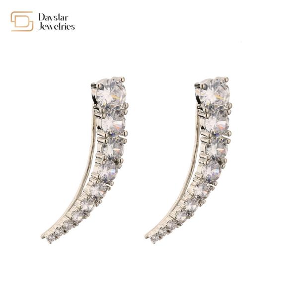 Full Round Diamond Stud Earrings 18k Gold Jewellery Zircon Hook For Women