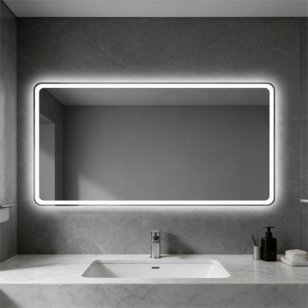 Kingstin LED Backlit Bathroom Mirror for Modern Minimalist Bathroom - Frameless Dimmable Vanity Mirror