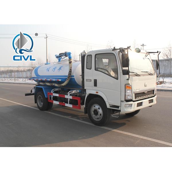 Sinotruk Howo 4m3 -  8m3 Light Duty Sewage Suction / Vacuum Truck